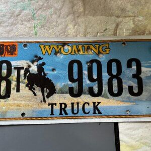 Wyoming Truck USA License Plate with Holes Bucking Horse 2020